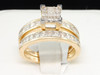 Diamond Bridal Set 14K Yellow Gold Princess Cut Engagement Ring Wedding Band