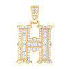 Yellow Gold Plated Princess Moissanite Block Letter H Initial Pendant 1.12 CT