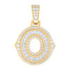 Yellow Gold Plated Princess Moissanite Block Letter O Initial Pendant 1 CT