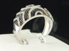 Ladies 10K White Gold Black Diamond Engagement Ring Wedding Band Set 0.60 Ct.