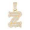 Yellow Gold Plated Princess Moissanite Block Letter Z Initial Pendant 1.04 CT