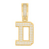 925 Yellow Gold Plated Moissanite Block Letter Cluster D Initial Pendant 0.58 CT