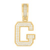 925 Yellow Gold Plated Moissanite Block Letter Cluster G Initial Pendant 0.67 CT