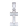 925 Sterling Silver Moissanite Block Letter Cluster I Initial Pendant 0.50 CT