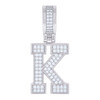 925 Sterling Silver Moissanite Block Letter Cluster K Initial Pendant 0.58 CT