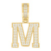 925 Yellow Gold Plated Moissanite Block Letter Cluster M Initial Pendant 0.78 CT