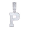 925 Sterling Silver Moissanite Block Letter Cluster P Initial Pendant 0.61 CT
