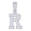 925 Sterling Silver Moissanite Block Letter Cluster R Initial Pendant 0.73 CT