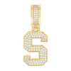 925 Yellow Gold Plated Moissanite Block Letter Cluster S Initial Pendant 0.57 CT