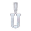 925 Sterling Silver Moissanite Block Letter Cluster U Initial Pendant 0.61 CT