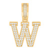 925 Yellow Gold Plated Moissanite Block Letter Cluster W Initial Pendant 0.83 CT