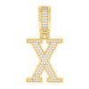 925 Yellow Gold Plated Moissanite Block Letter Cluster X Initial Pendant 0.47 CT