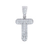 Sterling Silver Moissanite Cluster Bubble Font Letter T Initial Pendant 0.72 CT