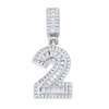 925 Sterling Silver Channel Set Moissanite Block Font Number # 2 Pendant 0.87 CT