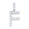 925 Sterling Silver Prong Moissanite Small Block Font Letter F Pendant 1.52 CT