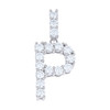 925 Sterling Silver Prong Moissanite Small Block Font Letter P Pendant 1.62 CT