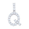925 Sterling Silver Prong Moissanite Small Block Font Letter Q Pendant 1.92 CT