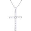 925 Sterling Silver Lab Grown Diamond Women's Prong Cross 18" Necklace 1 CT