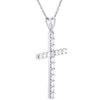 925 Sterling Silver Lab Grown Diamond Women's Prong Cross 18" Necklace 1 CT