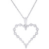 925 Sterling Silver Lab Grown Diamond Women's Frame Heart 18" Necklace 3/4 CT
