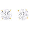 10K Yellow Gold Lab Created Diamond Basket Round Solitaire Stud Earrings 4 TCW
