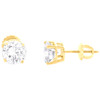 10K Yellow Gold Lab Grown Diamond Basket Round Solitaire Stud Earrings 2 TCW