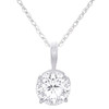 10K White Gold Lab Grown Diamond Women's Basket Solitaire 18" Necklace 1 CT