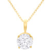 10K Yellow Gold Lab Created Diamond Women's Basket Solitaire 18" Necklace 1 CT