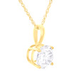 10K Yellow Gold Lab Created Diamond Women's Basket Solitaire 18" Necklace 1 CT