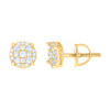 Yellow Gold Plated Princess Moissanite 7mm Cluster Round Stud Earrings 2/5 CT