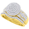 Round Pave Diamond Engagement Wedding Ring 10K Yellow Gold Bridal Set 0.50 Ct.