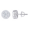 Sterling Silver Princess Moissanite Solitaire Halo Circle Stud Earrings 4/5 CT