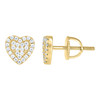 925 Yellow Gold Plated Moissanite Women's 8mm Cluster Heart Stud Earrings 1/3 CT