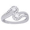 10K White Gold Two Stone Diamond Engagement Ring Love & Friendship Swirl 0.70 Ct