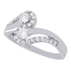 10K White Gold Two Stone Diamond Engagement Ring Love & Friendship Swirl 0.70 Ct