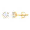 925 Yellow Gold Plated Moissanite 6mm Solitaire Round Halo Stud Earrings 1.37 CT