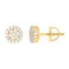 925 Yellow Gold Plated Moissanite 7mm Cluster Floral Round Stud Earrings 1/2 CT