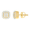 925 Silver Yellow Gold Plated Moissanite 8.5mm Domed Square Stud Earrings 1 CT