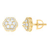 Yellow Gold Plated Moissanite Women's 10mm Floral Halo Flower Stud Earrings 1 CT
