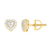 925 Gold Plated Baguette Moissanite 7mm Quad Set Halo Heart Stud Earrings 2/5 CT