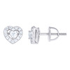 Sterling Silver Solitaire Moissanite Women's 8mm Heart Halo Stud Earrings 1/2 CT