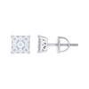 925 Sterling Silver Moissanite 5.5mm 4 Prong Cluster Square Stud Earrings 1/2 CT