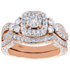 14K Rose Gold Round Cut Diamond Wedding Bridal Set Antique Style Halo Ring 2 Ct.