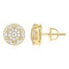 Yellow Gold Plated Moissanite Unisex 10mm Geometric Round Stud Earrings 3/4 CT