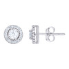 925 Sterling Silver Moissanite 7.5mm Solitaire Halo Circle Stud Earrings 3/5 CT
