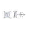 Sterling Silver Moissanite 7mm Milgrain Prong Concave Kite Stud Earrings 1/2 CT