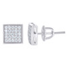 Sterling Silver Moissanite 7mm Cluster Milgrain Dome Square Stud Earrings 2/5 CT