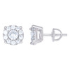 Sterling Silver Moissanite 9mm Prong Solitaire Round Halo Stud Earrings 1.50 CT