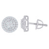 Sterling Silver Quad Princess Moissanite 9.5mm Halo Round Stud Earrings 3/4 CT