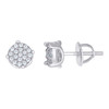 925 Sterling Silver Moissanite 7mm 4 Prong Cluster Round Stud Earrings 1/4 CT